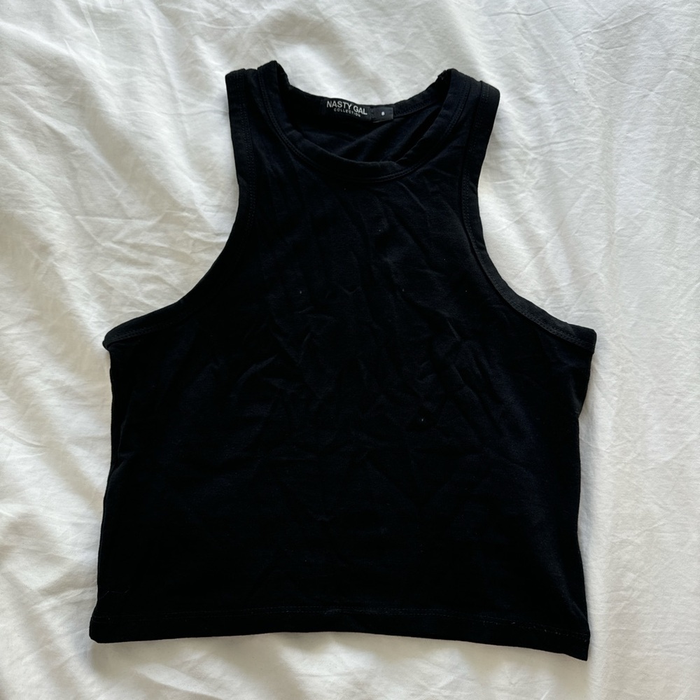 Nasty Gal Racerback Blaxk Cropped Tank